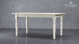 Sawyer Real Solid Wood Rustic Dining Farmhouse Table Handcrafted Seats 4 to 6 - Creamy White Oak