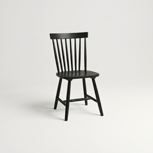English Spindle Back Wood Dining Chair, Set of 2, Onyx Black