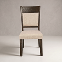 Pine Wood Farmhouse Upholstered Dining Chairs, Set of 2, Distressed Brown Oak