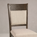 Craftsman Wood Dining Chair Linen Upholstery , Set of 2, Espresso Brown