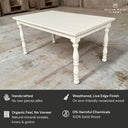Granham Ash Solid Wood Dining Table for 4 to 6 People - Creamy White Oak