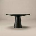 59" Hazel Round Dining Table, Black Oak