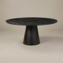 59" Hazel Round Dining Table, Black Oak