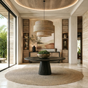 59" Hazel Round Dining Table, Black Oak
