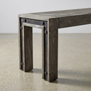 59" Modern Industrial Wooden Entryway Bench With Metal Accents, Rustic Gray