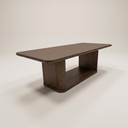 94" Open Base Wooden Rectangular Dining Table Seats 8-10, Rich Walnut Brown
