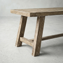 60" Farmhouse Solid Wood Accent Bench, Weathered Natural