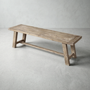 60" Farmhouse Solid Wood Accent Bench, Weathered Natural