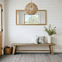 60" Farmhouse Solid Wood Accent Bench, Weathered Natural