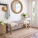 Handwoven Jute Southwestern Bench with Solid Wood Legs