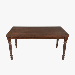 Sawyer Solid Wood Farmhouse Dining Table for 4 to 6 People - Walnut Brown