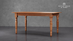 Sawyer Real Solid Wood Rustic Dining Farmhouse Table Handcrafted for 4 to 6 People - Caramel Oak