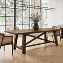 Trestle Farmhouse Extendable Dining Table X-Base, Walnut Brown