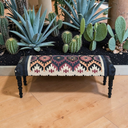Rustic Farmhouse Handwoven Bench with Black Wood Legs