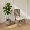 Benny Solid Wood Farmhouse Upholstered Dining Chairs, Set of 2, Distressed Brown Oak