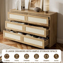 Boho Dresser For Bedroom, Boho 6-Drawer Storage Chest for Adults and Kids