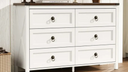 Farmhouse 6-Drawer Dresser For Bedroom, Chest of Drawers For Adults and Kids, White