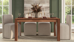 Grayson Solid Wood Rustic Dining Table for 4 to 6 People - Caramel Oak