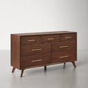 James Auden 60" Wide 7-Drawer Solid Wood Dresser, Classic Walnut