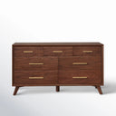 James Auden 60" Wide 7-Drawer Solid Wood Dresser, Classic Walnut