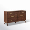 James Auden 60" Wide 7-Drawer Solid Wood Dresser, Classic Walnut