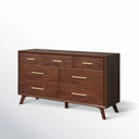 James Auden 60" Wide 7-Drawer Solid Wood Dresser, Classic Walnut