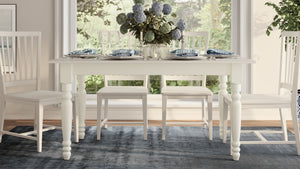 Sawyer Real Solid Wood Rustic Farmhouse Dining Table Handcrafted Seats 4 to 6 - Creamy White Oak