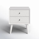 Serena Solid Wood Nightstand with Drawers, Fully Assembled White Mid-Century Side Table