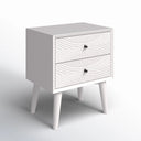 Serena Solid Wood Nightstand with Drawers, Fully Assembled White Mid-Century Side Table