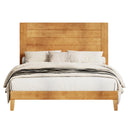 Wood Mid-Century Modern Platform Bed Frame With Headboard, No Box Spring Needed, Queen