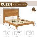 Wood Mid-Century Modern Platform Bed Frame With Headboard, No Box Spring Needed, Queen