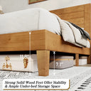 Wood Mid-Century Modern Platform Bed Frame With Headboard, No Box Spring Needed, Queen
