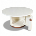 Astor Fluted Round Coffee Table With Storage, Creamy White Oak
