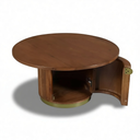 Astor Fluted Round Coffee Table With Storage, Warm Brown Oak