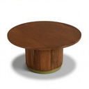 Astor Fluted Round Coffee Table With Storage, Warm Brown Oak