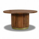 Astor Fluted Round Coffee Table With Storage, Warm Brown Oak