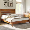 Mid-Century Modern Queen Platform Bed Frame With Headboard, No Box Spring Required, Queen
