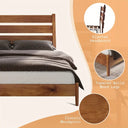 Mid-Century Modern Queen Platform Bed Frame With Headboard, No Box Spring Required, Queen
