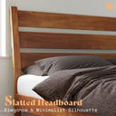 Mid-Century Modern Queen Platform Bed Frame With Headboard, No Box Spring Required, Queen