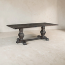 Better Wood 88" Wide Rectangular Pedestal Dining Table, Rustic Espresso Wood