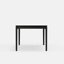Black square table on a white background