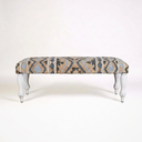 Designer Southwestern Kilim Bench, Natural Jute Upholstery and White Legs