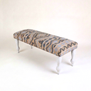 Designer Southwestern Kilim Bench, Natural Jute Upholstery and White Legs