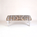 Designer Southwestern Kilim Bench, Natural Jute Upholstery and White Legs