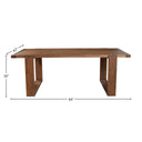 Brooke dining table dimensions: 84 inches wide by 42 inches deep by 30 inches high, seats 4 to 6