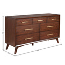 James Auden 60" Wide 7-Drawer Solid Wood Dresser, Classic Walnut