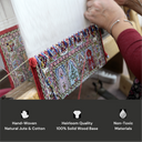 Kilim Upholstered Farmhouse Bench With Wooden Legs