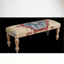 Kilim Upholstered Farmhouse Bench With Wooden Legs