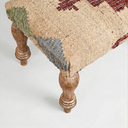 Kilim Upholstered Farmhouse Bench With Wooden Legs