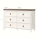 Farmhouse 6-Drawer Dresser For Bedroom, Chest of Drawers For Adults and Kids, White